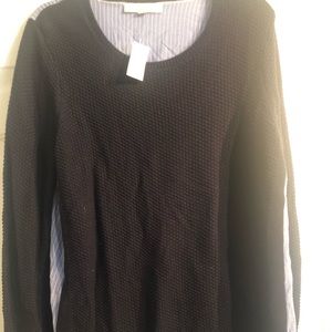 Loft navy mixed media sweater.  NWT